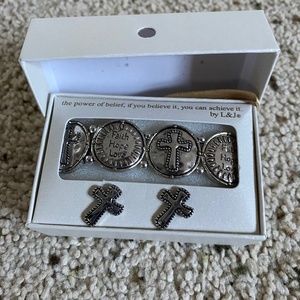 Faith Hope Love Bracelet and Earrings